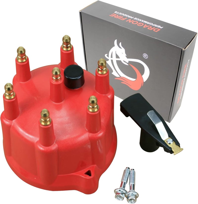 AIP Electronics Dragon FIRE Performance Brass Terminal Ignition Distributor Cap and Rotor Set Compatible with 1992-2003 Dodge 3.9L V6 OEM Fit CAP1048-R - Image 1